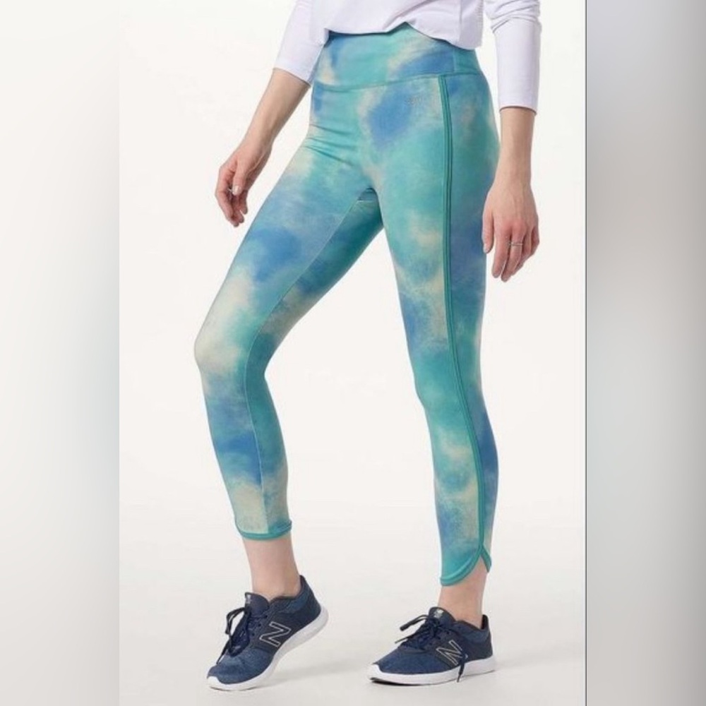 NWT ZUDA Z-MOVE TIE-DYE SIDE STRIPE LEGGINGS TEAL PXXS